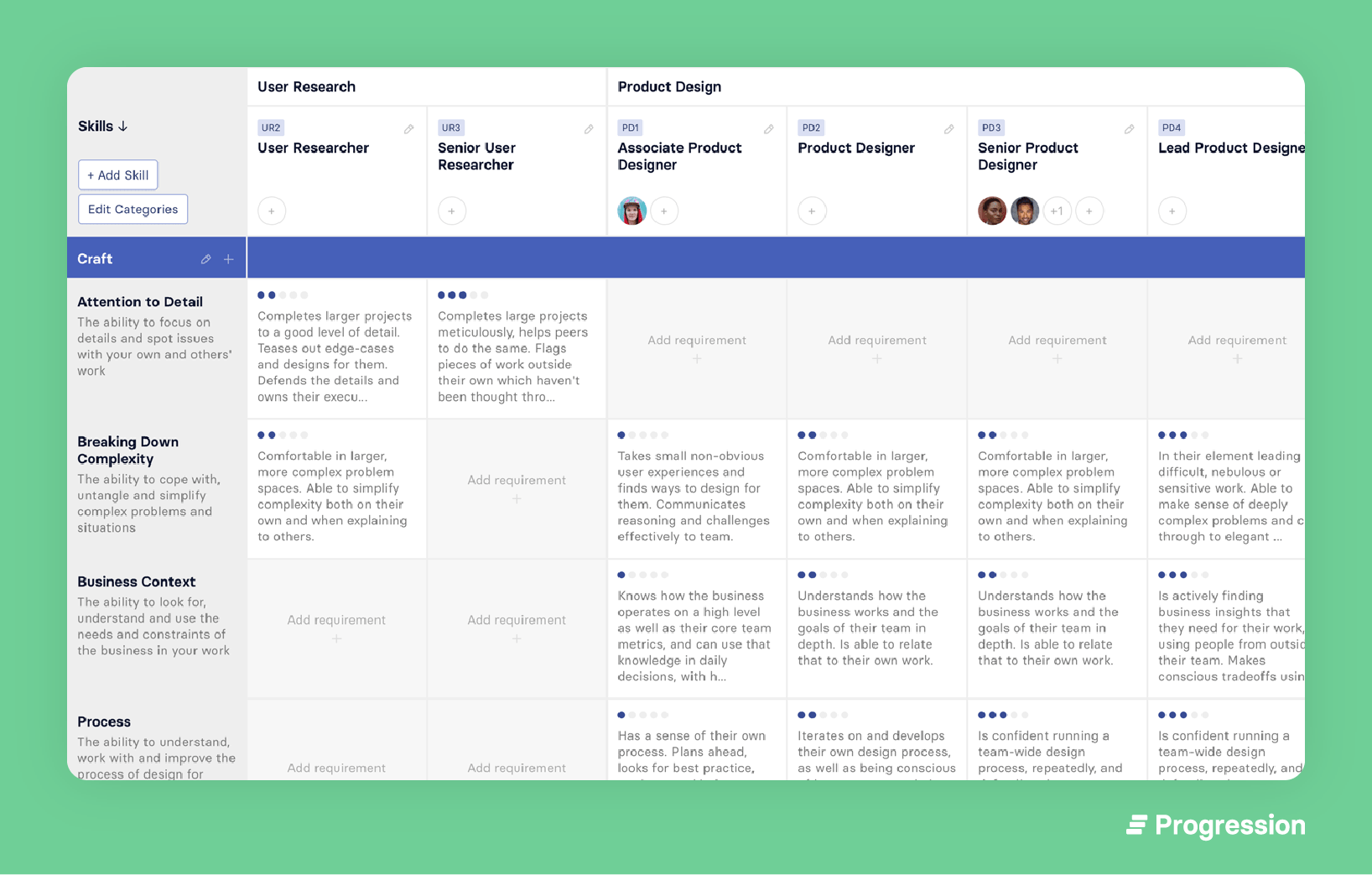 Career progression framework