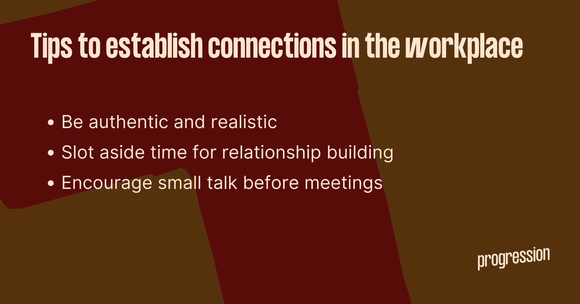 Graphic highlighting tips to establish connections in the workplace