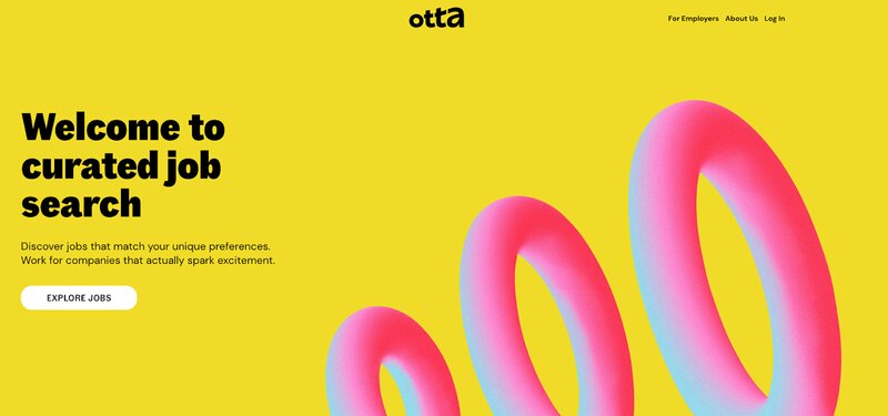 Screenshot of the Otta homepage